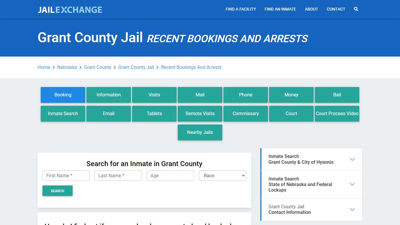 Grant County Jail NE Recent Arrests and Bookings - Jail Exchange