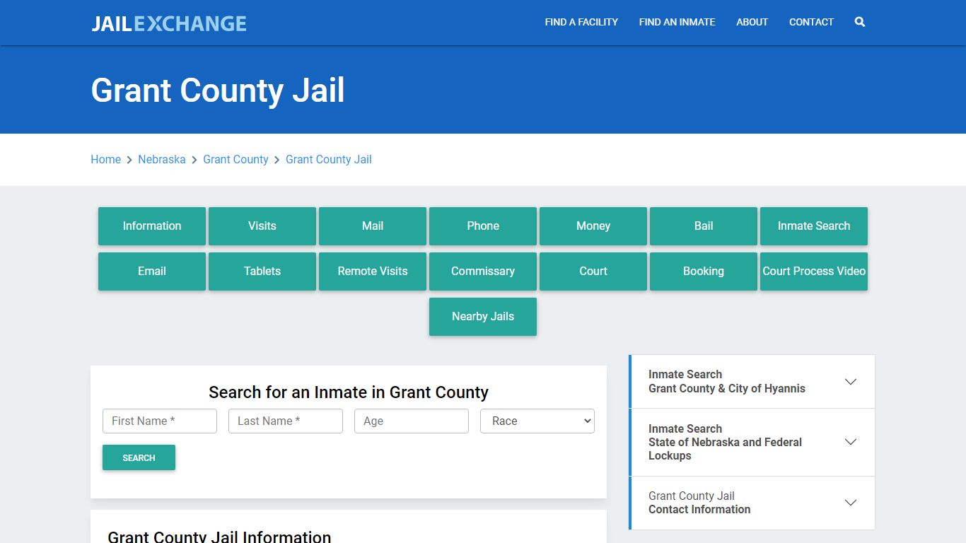 Grant County Jail Roster Lookup, NE, Inmate Search