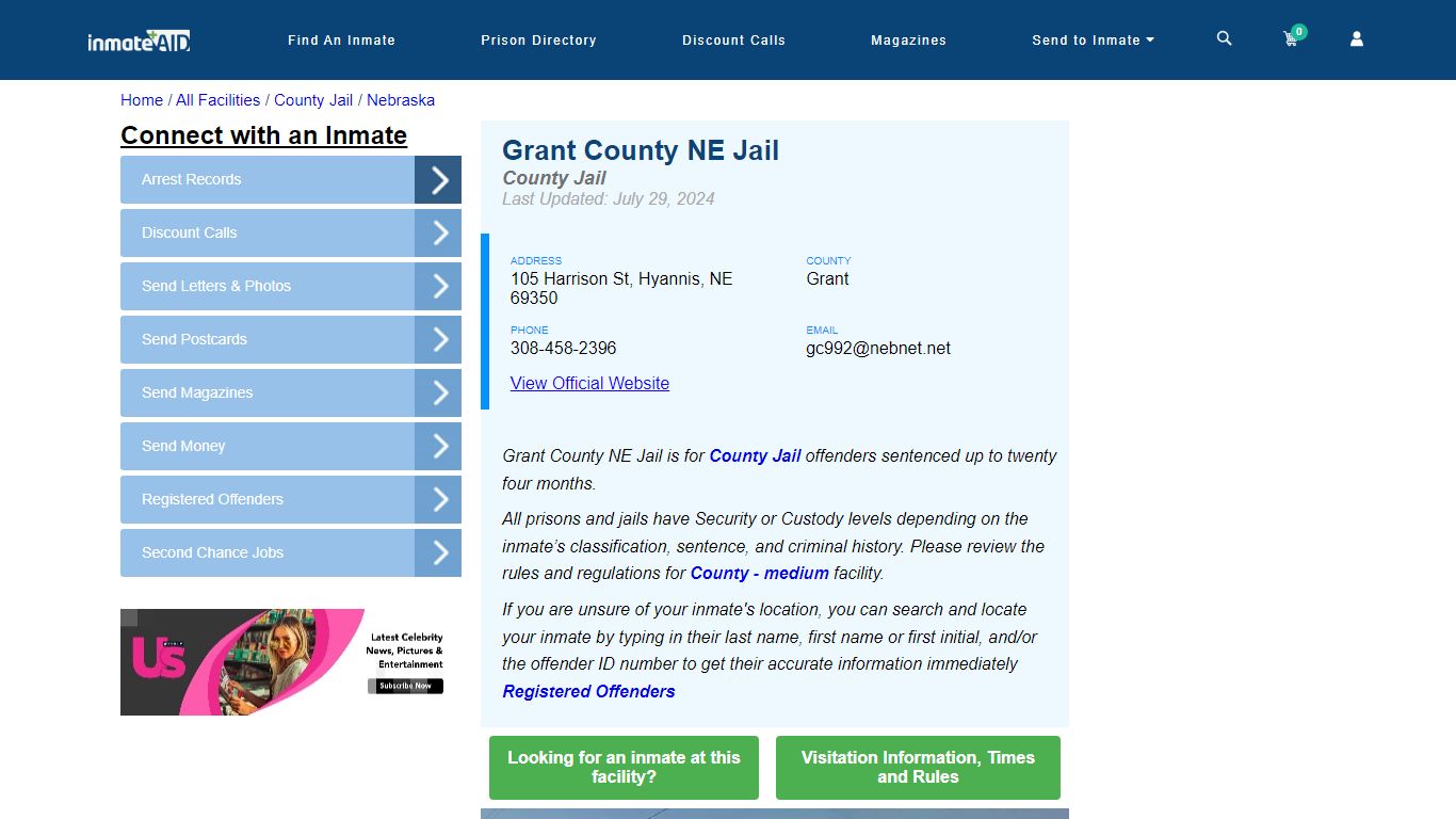 Grant County NE Jail - Inmate Locator